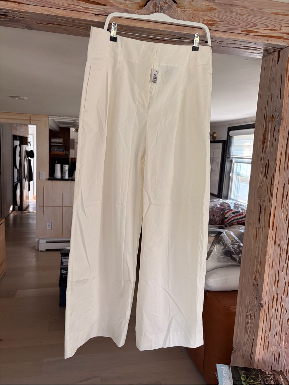 H&M size 14 off-white Wide-Leg High-Waist Pants
